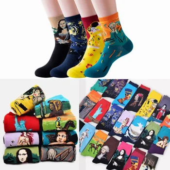 Naiste Puuvillased Sokid Meestele, Tähine Öö, Talve Retro Isiksuse Art Van Gogh Sokid Õli kawaii Sokid Naljakas Õnnelik Sokid Mees Socken 0