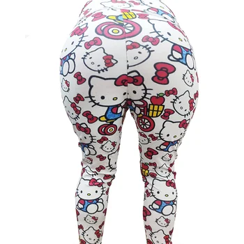 Hello Kitty armas trükitud naiste virsik hip-jooga püksid, 2022 uus tihe elastne spordi püksid naiste sukkpüksid