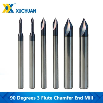 3 Flööti Chamfer Milling Cutter 60/90/120 Kraadi CNC Ruuteri Bitine 2-12mm Karbiid Faasimiseks End Mill CNC Graveerimine Freesimine Tööriist 0