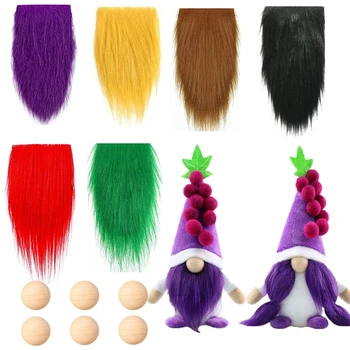6 Tk Pre-Cut Gnome Habe 6 Värvi Faux Karusnaha Gnome Habe 6 Tk Puidust Palli Nina DIY Käsitöö Jõulud Gnomes Y5GB
